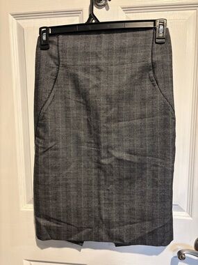 Express Gray Herringbone Pencil Skirt